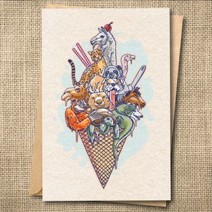Phish Animal Ice Cream Card: Illustrated Art for Phans