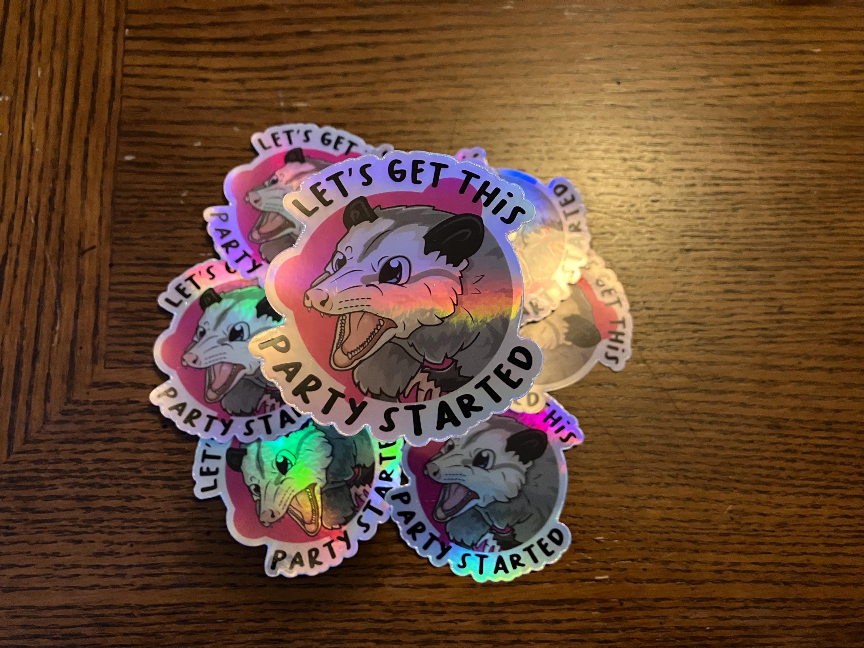 Funny Possum Holographic Sticker - Party Started Vinyl Decal - Etsy