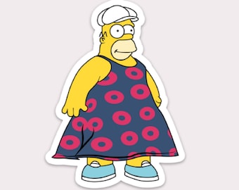 Fishman Donut, Fat Homer, Homer in Muumuu, Tour Sticker, Phish Sticker, Phish Stickers, Phish Lyric, Phish Lot Sticker, Fishman