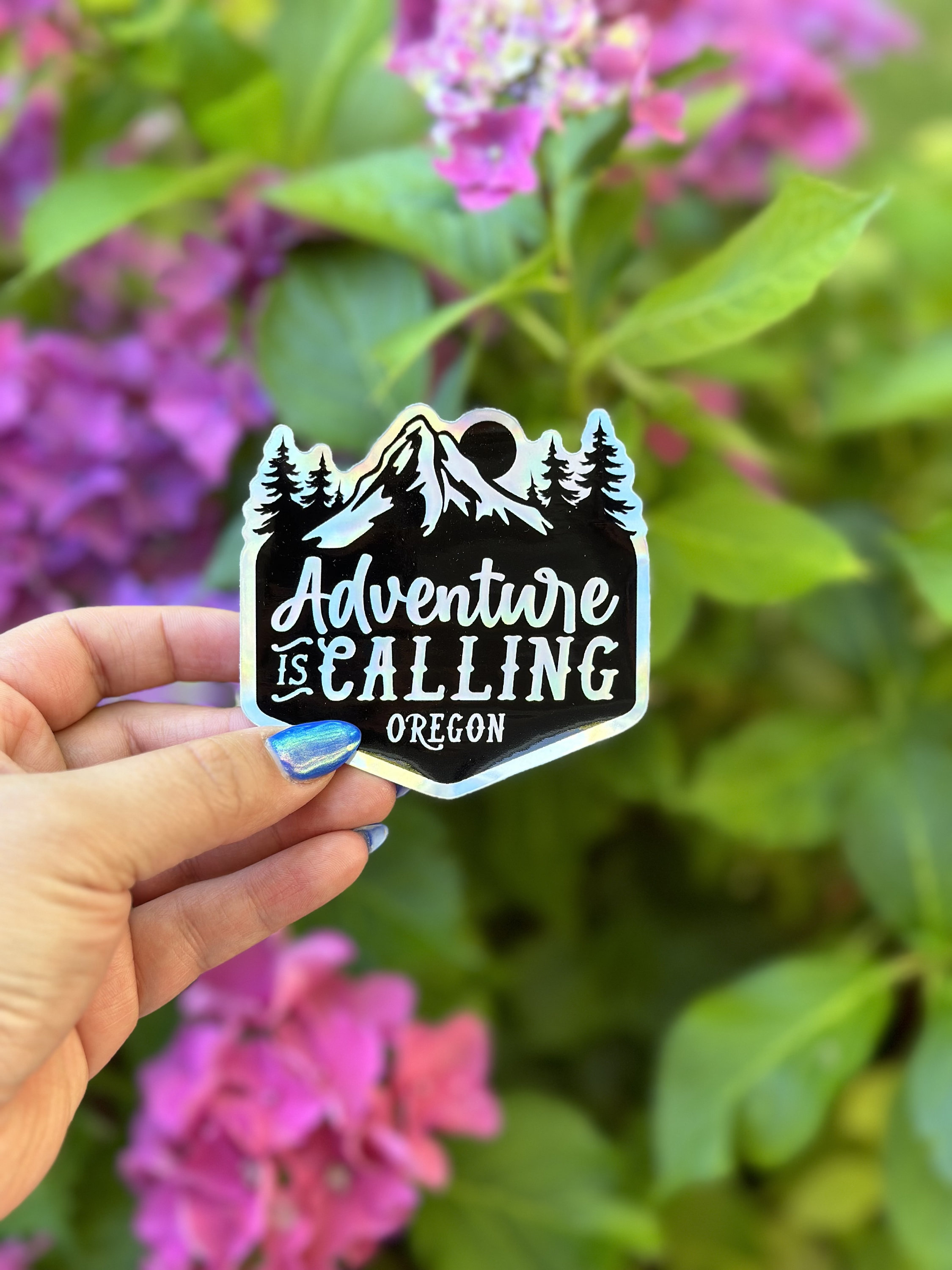Holographic Adventure is Calling Waterproof Vinyl Sticker
