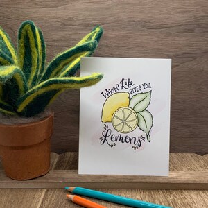 Carte citron optimiste, carte du côté positif pour un ami, carte citron pour un ami, carte alimentaire optimiste
