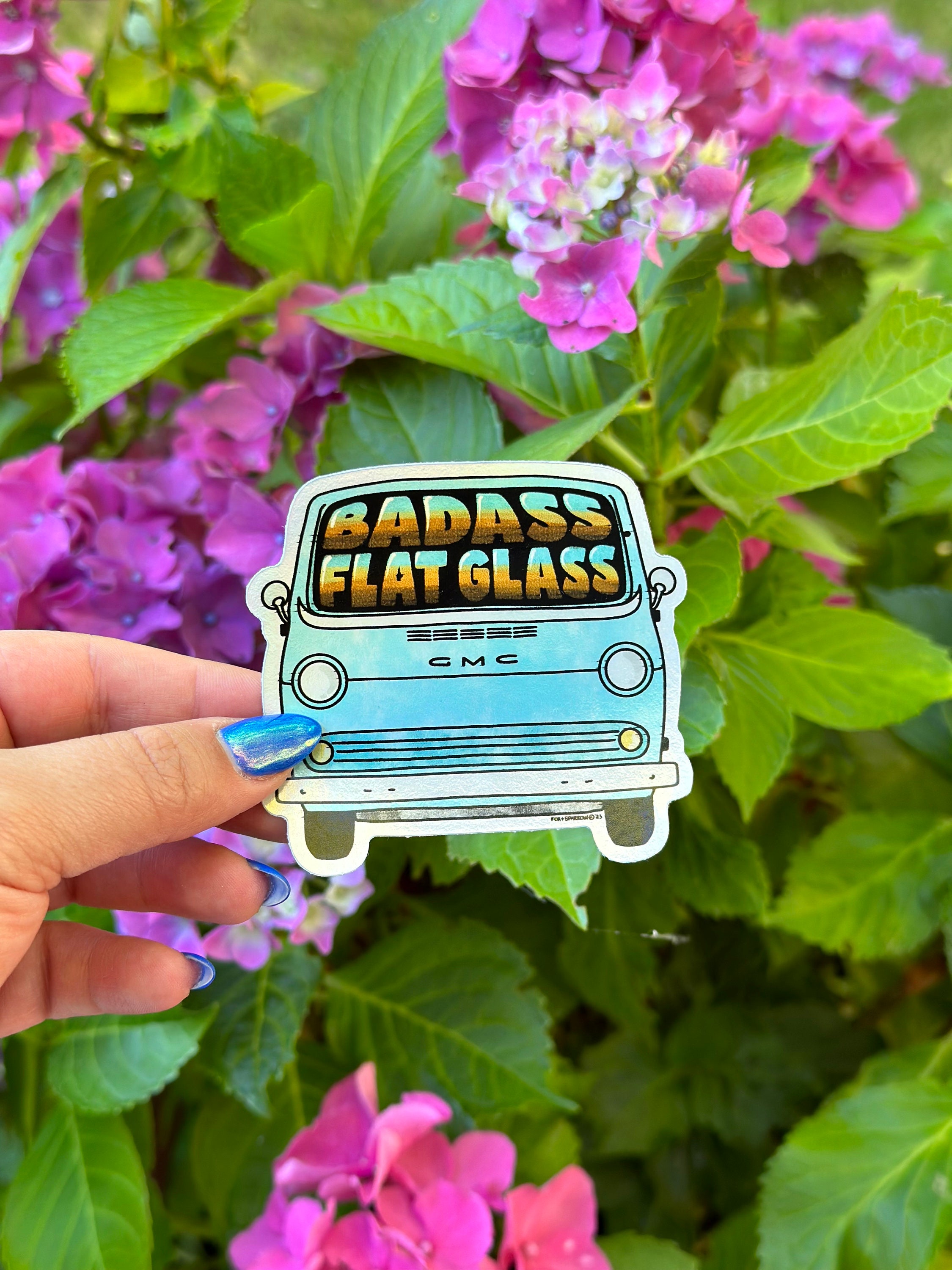 Holographic Badass Flat Glass Waterproof Vinyl Sticker