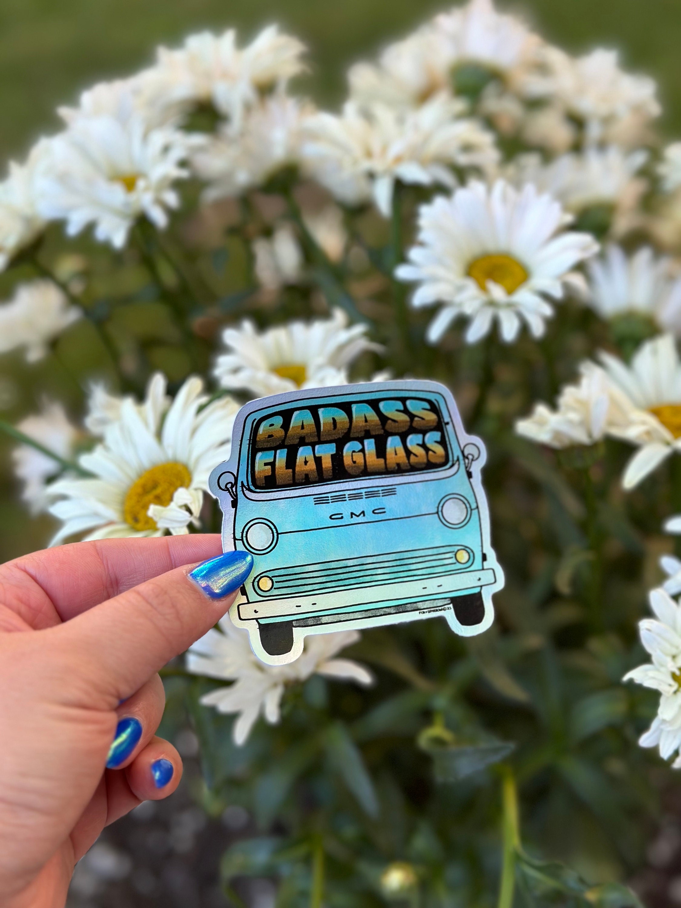 Holographic Badass Flat Glass Waterproof Vinyl Sticker - Thumbnail 2