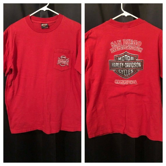 Harley Davidson Pocket Shirt Mens Large Red San D… - image 1