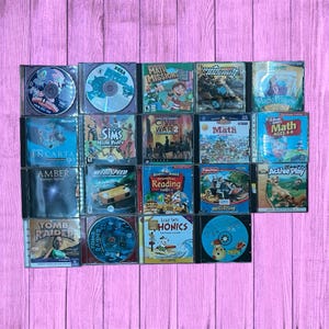 Lotto di 19 giochi vintage per PC 95/98 Sonic Educational Sims Disney Reader Rabbit