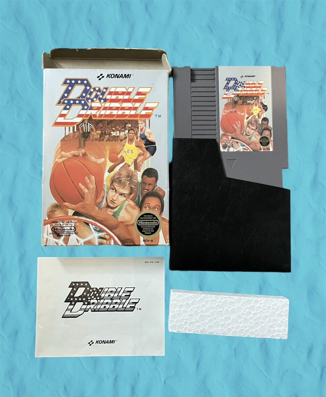 KONAMI Double Dribble nintendo NES, 1985 Complete CIB Cartridge Manual ...