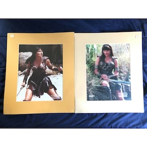 TWO Vintage Lucy Lawless Xena Warrior Princess Poster FRAME 1997 Creation Entertainment 13x10 and 18x16 new