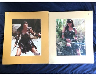 TWO Vintage Lucy Lawless Xena Warrior Princess Poster FRAME 1997 Creation Entertainment 13x10 and 18x16 new