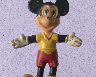 Vintage Goma Bendee Bendy Figura Mickey Mouse Walt Disney WDP Hong Kong 3'