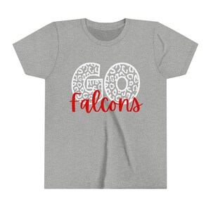 Youth Go Falcons in Leopard Print Short Sleeve Tee