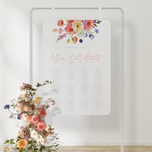 ELLA lente bloemen bruiloft zitplaatsen grafiek teken, tuin bloemen zitplaatsen teken sjabloon, afdrukbaar teken, bewerkbare Templett instant download