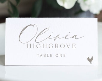 Elegant Wedding Placecards Meal Choices Printable, Instant Download Escort Cards, Editable Name Cards TEMPLETT, HAZE