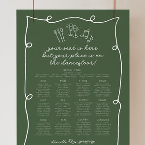 POET Wave Green Wedding Seating Plan Template, Italian Style Wedding Seating Chart Card Template, Wedding Seating Chart, Templett