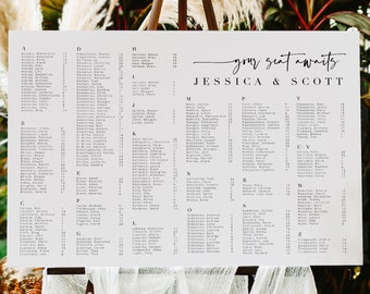 Alphabetical Seating Chart, Printable Seating Plan, Guest Table Chart, Wedding Seating Board, INSTANT DOWNLOAD, Templett, BRIBIE