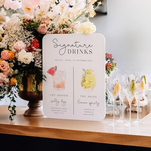 CYRUS Wedding Signature Drinks Menu, Cocktail Bar Sign template, Printable Signature Drinks Menu, templett instant download