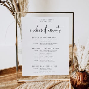 ASCOT | Wedding Itinerary Template Download, Modern Wedding Weekend Timeline, Schedule of Events, Editable Printable Template Templett