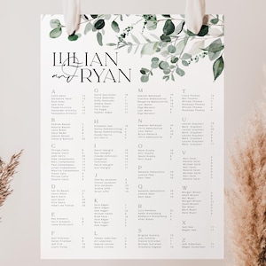 BEACHMERE Alphabetische Hochzeit Sitzplan Vorlage, bearbeitbare botanische Gast Sitz Vorlage, Sitzplan Templett, Instant Download