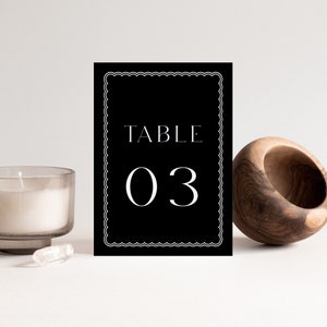 BELLA Modern Black Wedding Table Number template, reception table number, Minimal Wedding editable Sign, Instant Download Templett