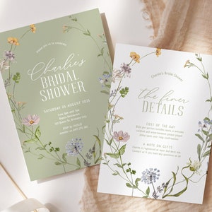 BETTY Colorful Wildflower Shower Invitation Template, Editable Bridal Shower Invitation Boho, Wildflower, Templett Instant Download image 1