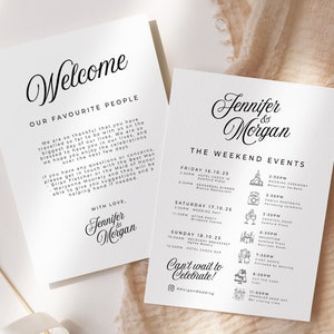 SOFIA Modern Wedding Events Card Template, Editable Wedding Welcome Bag Note, Wedding Events Timeline Printable, Modern Wedding Schedule image 3