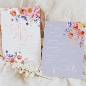 ELLA Spring Floral Wedding Invitation, Garden Floral invite template, SMS Cell editable digital file, Templett instant download