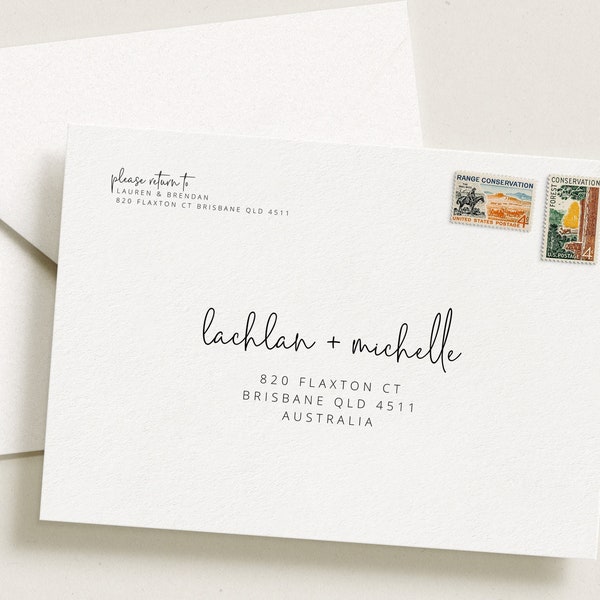 ASCOT Minimalistic Wedding Envelope Template, Printable DIY Modern Envelope Reply, Instant Download Templett Digital