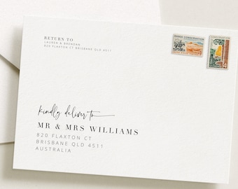 BRIBIE Modern Wedding Envelope Template, Printable DIY Minimal Envelope Reply, Instant Download Templett Digital