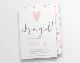 baby girl invitation etsy
