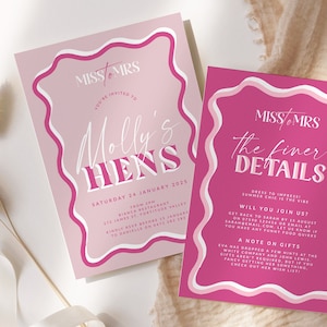 SONNY Pink Hens Party Invite, Pink Hens Weekend Shower, Printable Shower Party Invitation template, Instant Download Editable Templett