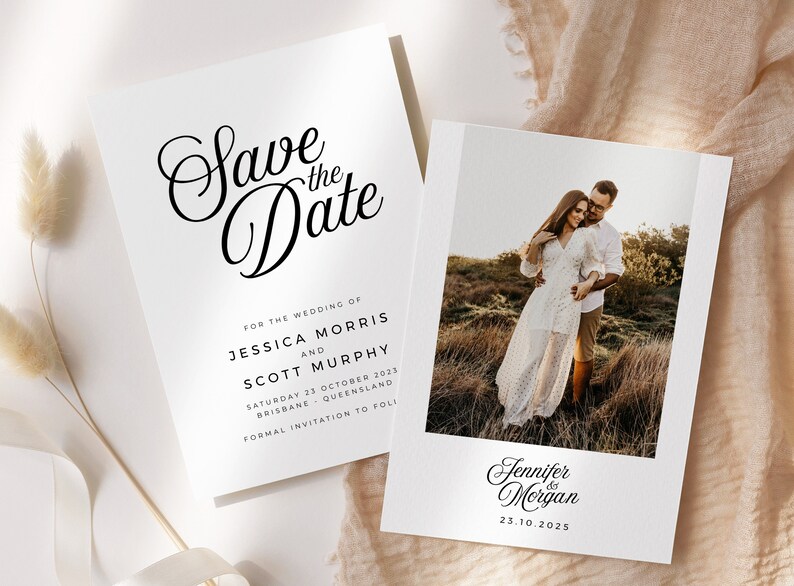 SOFIA Minimal Save the Date Template, Simple Elegant Photo Save Date Template, imprimable Minimal Wedding Save Date, Templett image 3