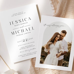 ROYAL Modern Wedding Invitation Template, Printable Classic Simple Wedding Invite, Instant Download Templett Digital