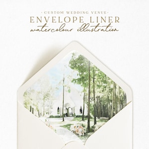 Wedding Envelope Liner Illustration, Digital Watercolor Invitation Envelope template, Digital Download, PNG JPEG Format