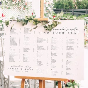 HIGHGATE Alphabetical Wedding Seating Chart Template, Our Favorite People Seating Plan, Printable Seating Chart Templett