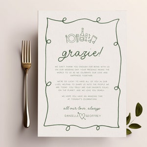 POET Modern Thank You Letter Template Wave Wedding Note Wedding Menu Thank You Editable Template Minimalist Place Setting Thank You image 3