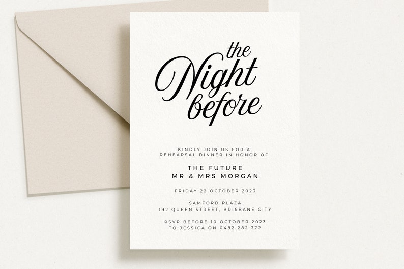 SOFIA Minimal Wedding Rehearsal Template, Night Before Rehearsal Dinner Invitation, Editable Rehearsal Invite, Instant Download Templett image 7