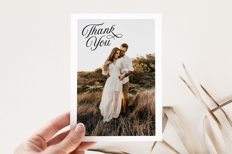 SOFIA Wedding Thank You Card Photo Template, Printable Thank You Card with Photos, Editable Instant Download Templett image 9