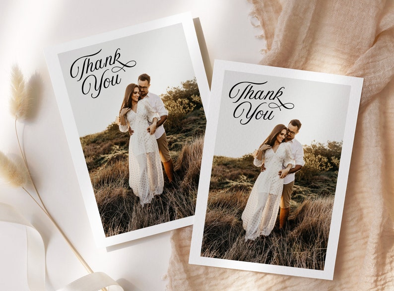 SOFIA Wedding Thank You Card Photo Template, Printable Thank You Card with Photos, Editable Instant Download Templett image 3