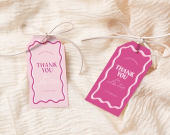SONNY Hot Pink Favor Thank You Tag | Instant Download | Girl Birthday Party | Editable Favor Tag | Pink Blush Baby Shower | Wedding Favors