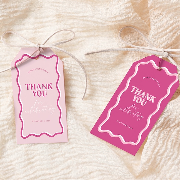 SONNY Hot Pink Favor Thank You Tag | Instant Download | Girl Birthday Party | Editable Favor Tag | Pink Blush Baby Shower | Wedding Favors