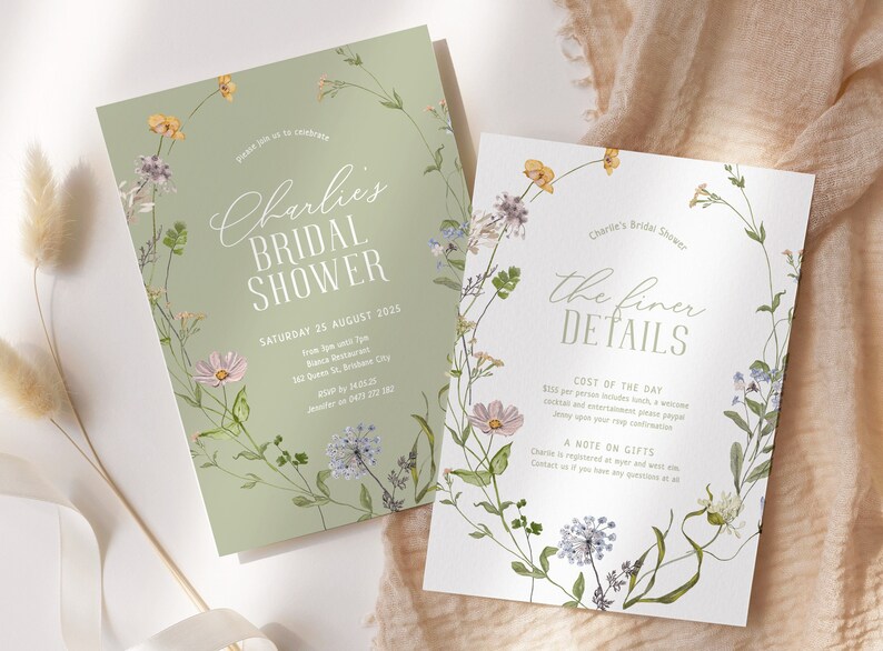 BETTY Colorful Wildflower Shower Invitation Template, Editable Bridal Shower Invitation Boho, Wildflower, Templett Instant Download image 1