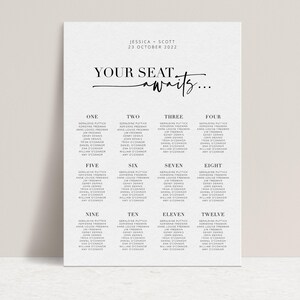 Editable Seating Chart, Printable Seating Plan, Modern Guest Table Chart, Wedding Seating Board, INSTANT DOWNLOAD, Templett, BRIBIE image 3