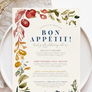 Menu weselne w stylu włoskim Templett, Menu weselne z cytrusami, Menu tematyczne we Włoszech, Szablon do wydruku, Karta menu włoskiego, Wieczór panieński, Templett