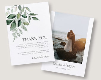 Wedding Photo Thank You Card Template | Minimalist Wedding Thank You | Modern Thank You | Boho Thank You Card | Editable Template BEACHMERE