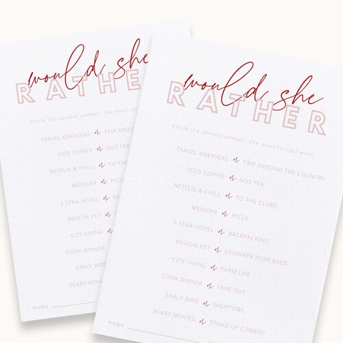 Would She Rather Game, Bridal Shower Game, Bridal Shower Games, Virtual Bridal Shower, Editable Instant Download Templett BRODY