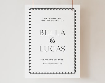 BELLA Modern Wedding Welcome Sign Template, Minimal welcome sign birthday sign download, Instant Download Editable Templett