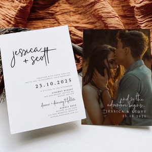 ASCOT  Wedding invitation template, Minimalist Wedding Invitation suite, Mobile Digital Wedding Template, Instant Download Editable