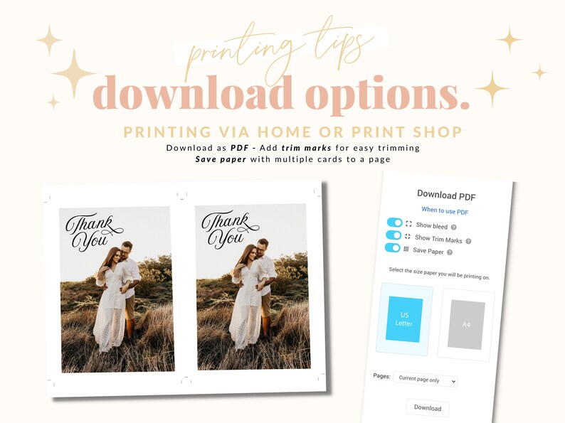 SOFIA Wedding Thank You Card Photo Template, Printable Thank You Card with Photos, Editable Instant Download Templett image 6