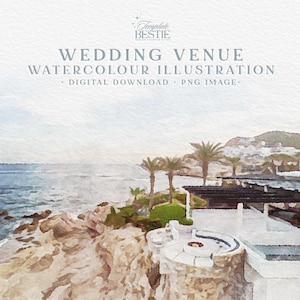 Watercolour Wedding Venue Illustration, Digital Download, DIY Invitations, Custom Wedding Venue Gift, Venue Painting Photo