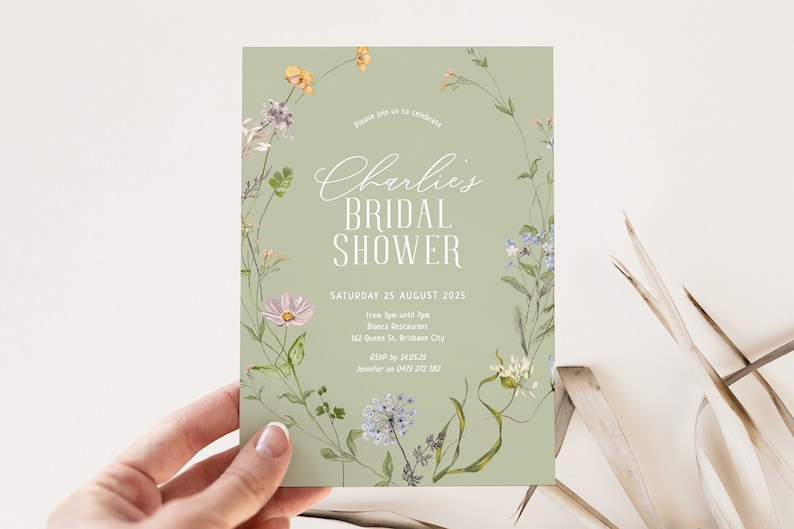 BETTY Colorful Wildflower Shower Invitation Template, Editable Bridal Shower Invitation Boho, Wildflower, Templett Instant Download image 2