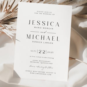 ROYAL Minimalist Wedding Invitation Template  Instant Download Editable Wedding Invite  Modern Arch Photo Wedding Invitation  Templett